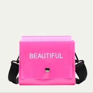 Graphic PVC Clear Hot Pink Small Crossbody Bag